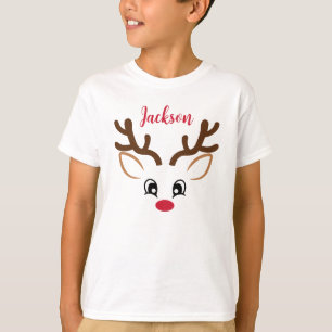 Cute Reindeer With Name Christmas T-Shirt