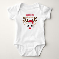 Cute Reindeer With Name First Christmas