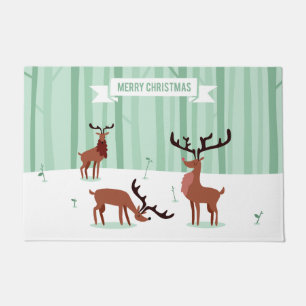 Cute Reindeers Christmas door mats
