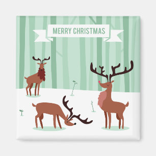 Cute Reindeers Christmas magnet