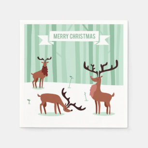 Cute Reindeers Christmas paper napkins