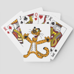 CUTE REJOICING SPOTTED BROWNISH YELLOW TIGER PLAYING CARDS