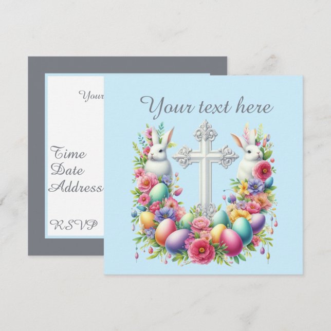 Cute Religious Easter Cross Holiday dinner party  Invitation (Front/Back)