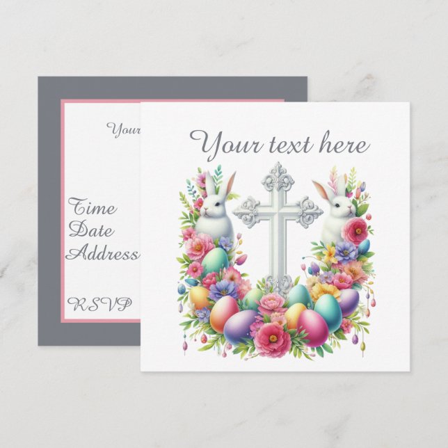 Cute Religious Easter Cross Holiday dinner party  Invitation (Front/Back)