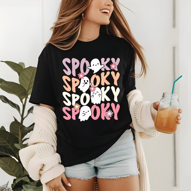 Cute Repeat Spooky Halloween Ghost Typography Tri-Blend Shirt (Creator Uploaded)