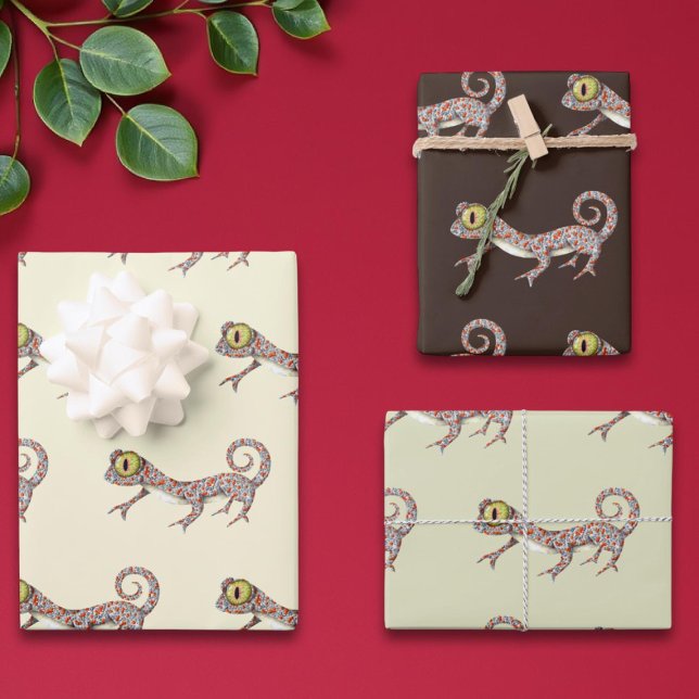 Cute Reptile Gecko Wrapping Paper Sheet (Creator Uploaded)