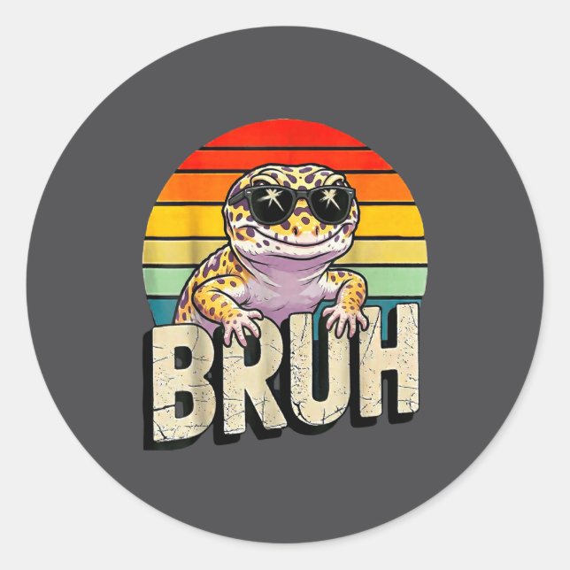 Cute Reptile Kids Boys Girls Bruh Leopard Gecko Lo Classic Round Sticker (Front)