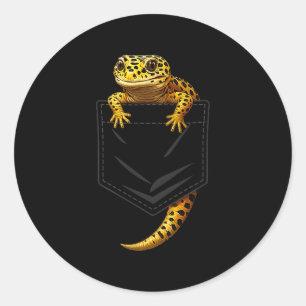 Cute reptile lizard leopard gecko pocket men women classic round sticker
