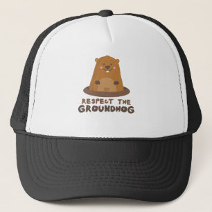 Cute Respect the Groundhog Woodchuck Groundhog Day Trucker Hat