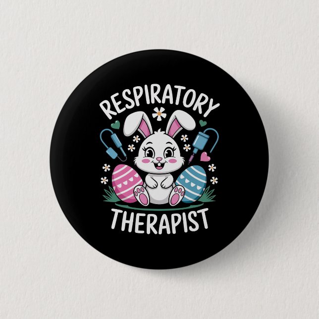 Cute Respiratory Therapist Rt Bunny Ears Easter Eg 6 Cm Round Badge (Front)