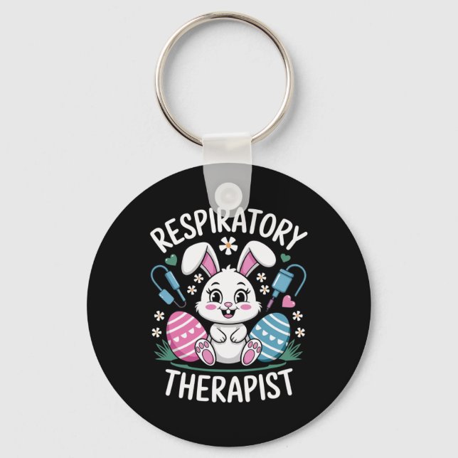 Cute Respiratory Therapist Rt Bunny Ears Easter Eg Key Ring (Front)