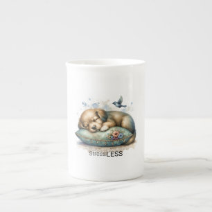 Cute Restful Puppy Stress Less Bone China Mug