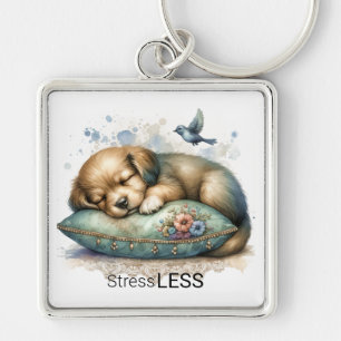 Cute Restful Puppy Stress Less Keychain