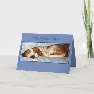 Cute Retirement Card W/Sleeping Basset Hound