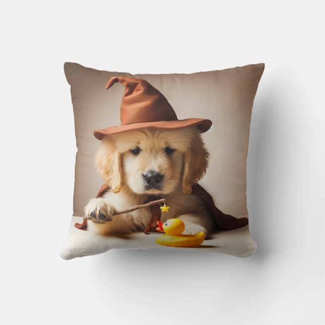 Cute Retriever Wizard Pillow (Back)