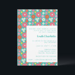 Cute Retro 60s Flowers Turquoise Bat Mitzvah Invitation<br><div class="desc">Cute Groovy Retro 60s Flowers Turquoise Blue and Hot Pink Bat Mitzvah Invitation</div>