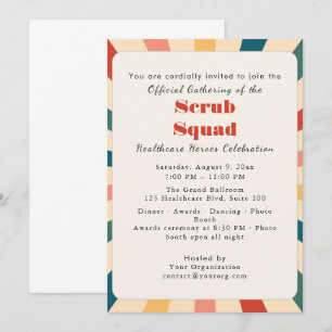 Cute Retro Aesthetic Invitation scrub squad