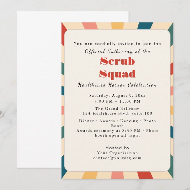 Cute Retro	Aesthetic Invitation | scrub squad  (Front/Back)