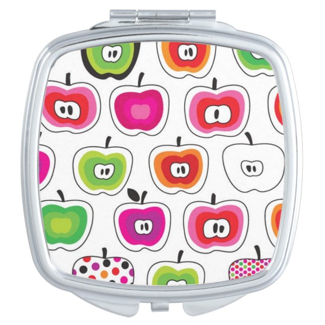 Cute retro apple pattern compact mirror (Front)