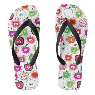 Cute retro apple pattern flip flops