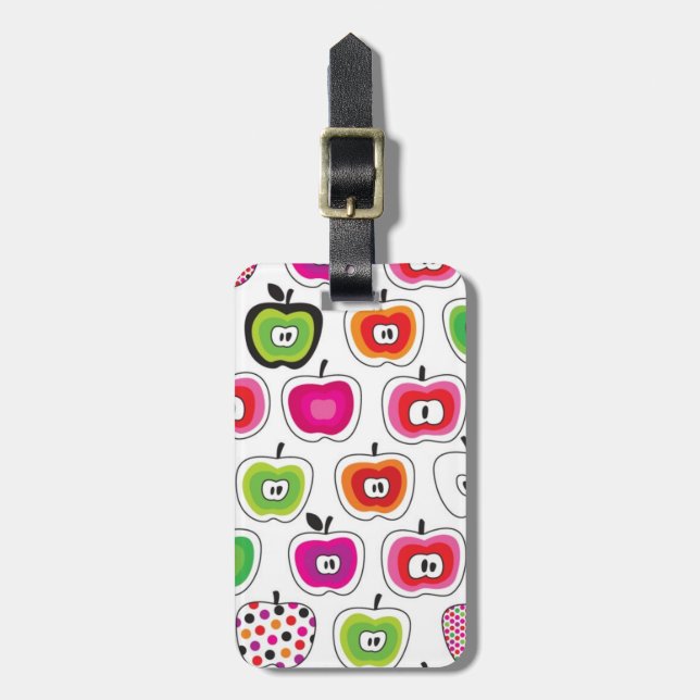 Cute retro apple pattern luggage tag (Front Vertical)