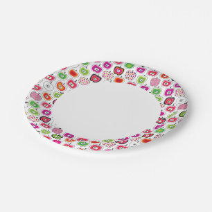 Cute retro apple pattern paper plate