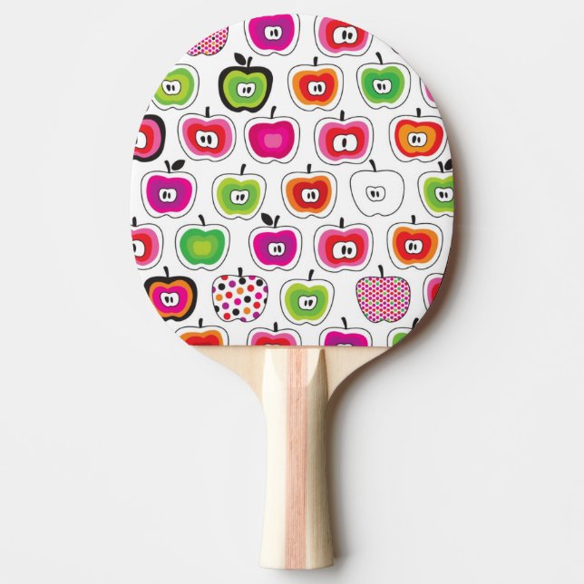 Cute retro apple pattern ping pong paddle (Front)