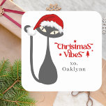 Cute Retro Atomic Black Cat Christmas Square Sticker<br><div class="desc">Cute Modern Atomic Black Cat Christmas Square Sticker
A modern,  contemporary and fun personalised vintage Christmas holiday sticker.</div>