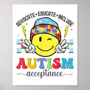 Cute Retro Autism Awareness Graphic Tee For Kids S Poster