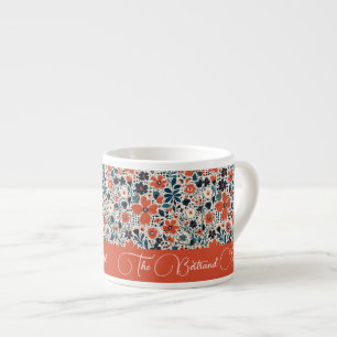 Cute Retro Autumnal Florals Blessed And Thankful Espresso Cup