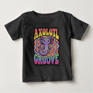 Cute Retro Axolotl Groove trippy 70 hippie rainbow Baby T-Shirt