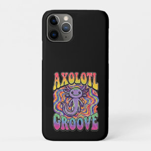 Cute Retro Axolotl Groove trippy 70 hippie rainbow iPhone 11 Pro Case