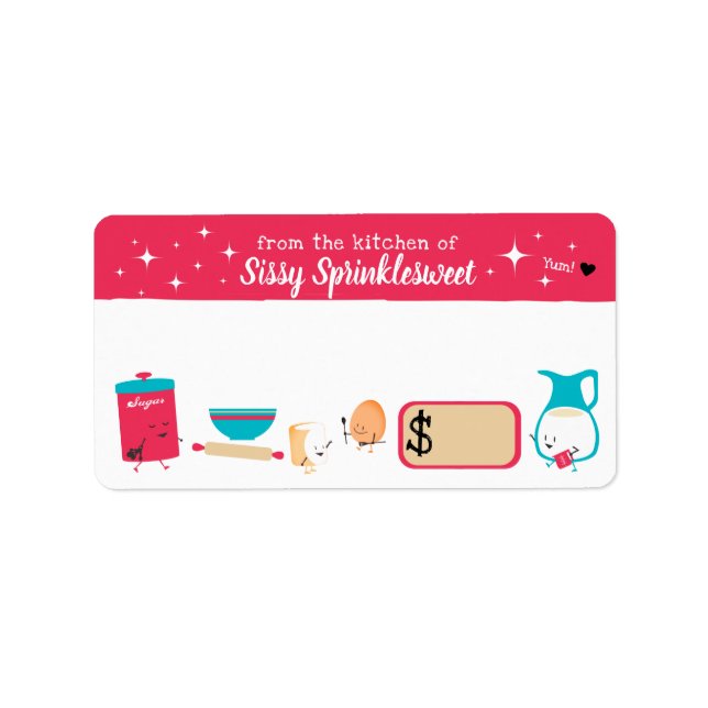 Cute retro baking bakery price tag sticker (Front)