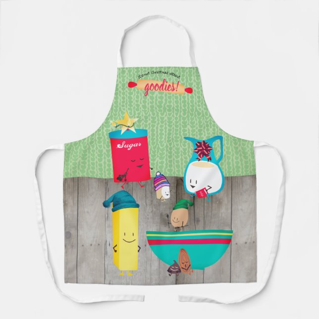 Cute retro baking food utensils Christmas kitchen Apron (Front)