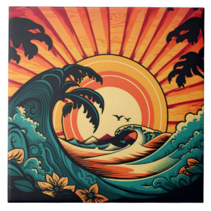 Cute retro beach house tile