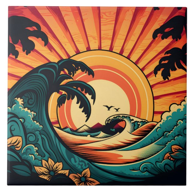 Cute retro beach house  tile (Front)