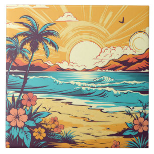 Cute retro beach house tile