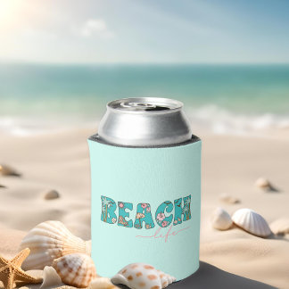 Cute Retro Beach Life Can Cooler