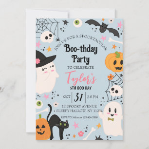 Cute Retro Birthday Halloween Party Invitation