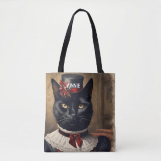 Cute Retro Black Cat Christmas  Tote Bag