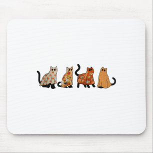 Cute Retro Black Cat Ghost Fall Halloween Cat Love Mouse Mat