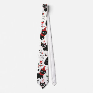 Cute Retro Black Cats Christmas Tie