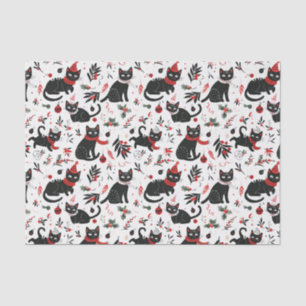 Cute Retro Black Cats Christmas Tissue Paper