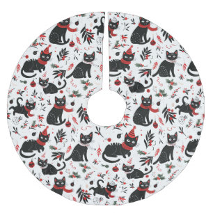 Cute Retro Black Cats Christmas Tree Skirt