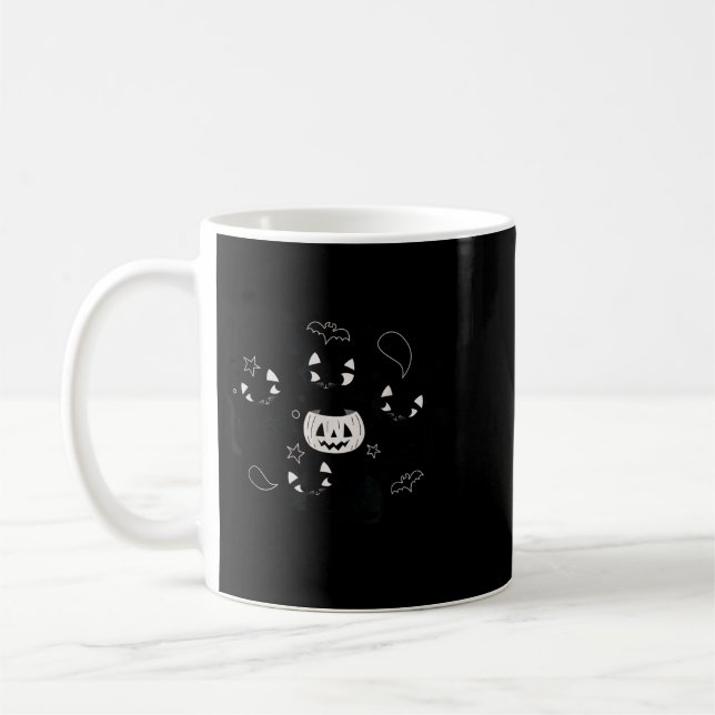 Cute Retro Black Cats Fall Halloween Coffee Mug (Left)