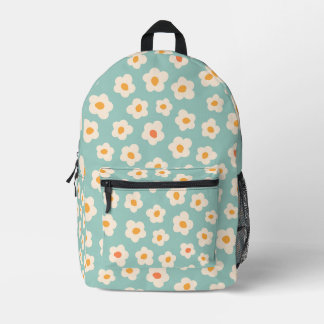 Cute Retro Blue Daisy Pattern Backpack