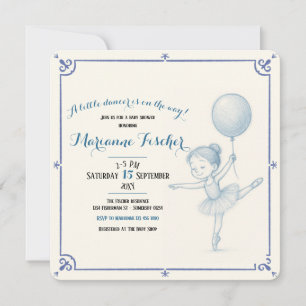 Cute retro blue dancer Girl's Baby Shower