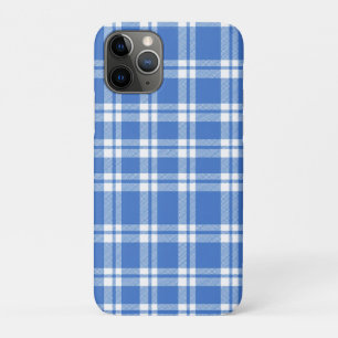 Cute Retro Blue Gingham Plaid Pattern iPhone 11 Pro Case
