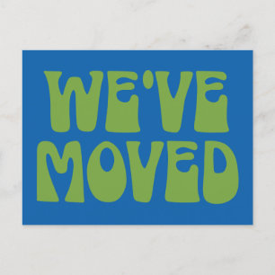 Cute Retro Blue Minimalist Moved New Address  Postcard