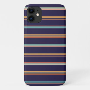 Cute retro blue stripes iPhone 11 case